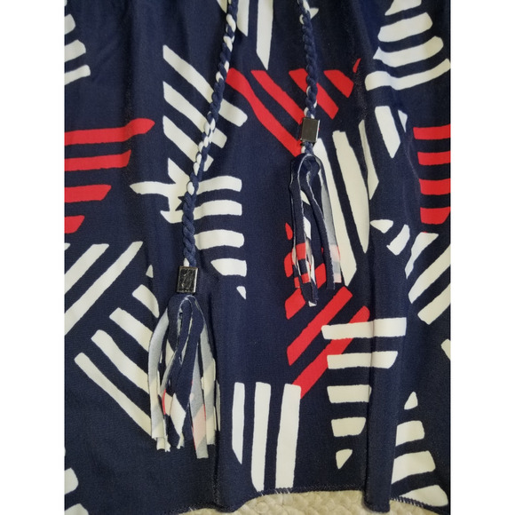 Womens Swim Suit-D&CO-blue/red geometric tankini top handkerchief multiway-22W - Picture 3 of 8